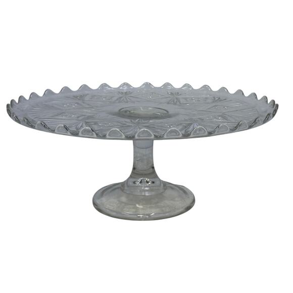 EAPG Diamond and Sheaf Scalloped Edge Late 19th Century 12.25" Cake Stand - Picture 1 of 7